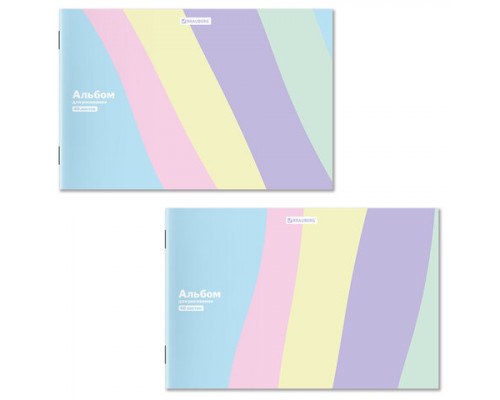 Альбом для рисования А4 40 л., скоба, BRAUBERG,  PASTEL