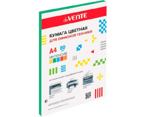 Бумага А4 д/офисной техники deVENTE 50л. интенсив зелёный 80г/м2