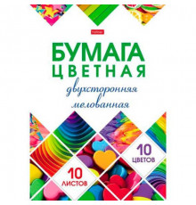 Бумага цв. двухстор. мелов. А4 10л.10цв. ХАТ "Мозаика"  в папке