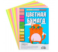 Бумага цв. двухстор. тонир. А4 10л. 5цв. КОКОС "Неон"  в пакете