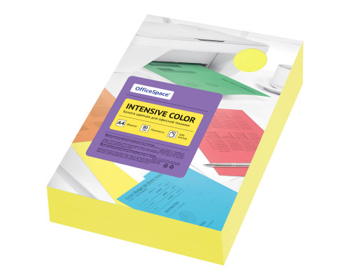 Бумага цветная OfficeSpace "Intensive Color", А4, 80г/м2, 500л., (желтый)
