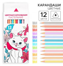 Цветные карандаши пастельные, 12 цветов, трехгранные, Коты Аристократы