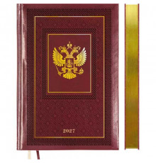 Ежедневник 2027г. А5 168л. deVENTE кож.зам. "Symbol" бордовый