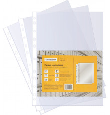 Файлы А4 100шт с перфорацией OfficeSpase  30мкм,глянц. 100шт/уп