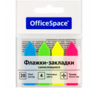 Флажки-закладки OfficeSpace, 45*12мм, стрелки, 20л*4 неоновых цвета