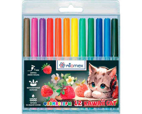 Фломастеры 12цв. ATTOMEX "Kawaii Cat"
