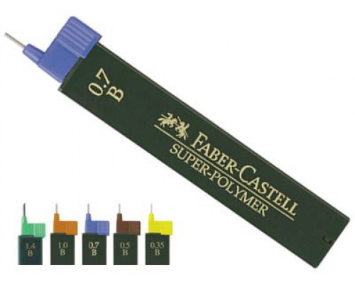 Грифель для механических карандашей "POLYMER", 12шт., 0,7мм, HB  Faber-Castell