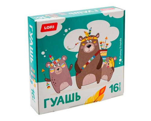 Гуашь 16цв. 15мл. LORI "Весёлые друзья"