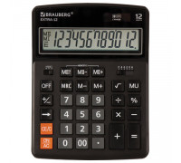 Калькулятор настольный BRAUBERG EXTRA-12-BK 12 разрядов, двойное питание, ЧЕРНЫЙ
