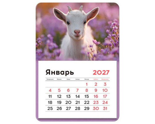 Календарь настенный 2027г. BG "Козлёнок" на магните,отрывной,13*18см