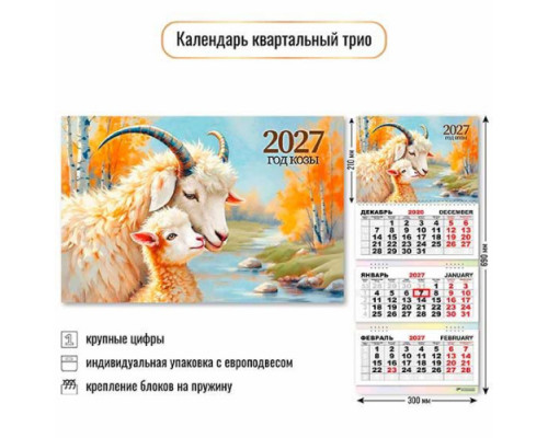 Календарь настенный 2027г. BG спираль "Символ года"