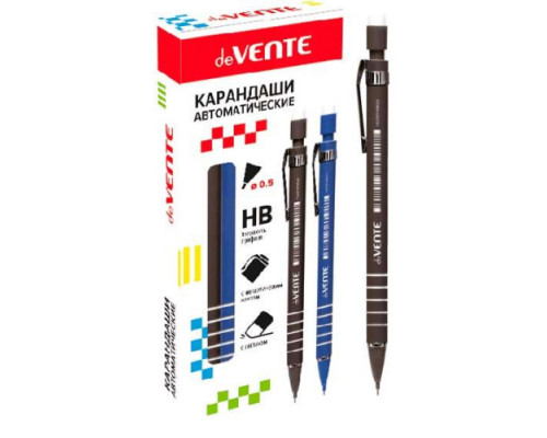 Карандаш авт. 0,5мм deVENTE HB с ластиком, прорез.корпус