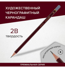 Карандаш чернографитный художественный 2B,  BRAUBERG ART "PREMIERE", ВЫСШЕЕ КАЧЕСТВО