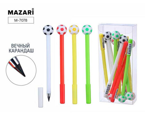 Карандаш вечный MAZARI "Мячи"  цв.корп.,асс.