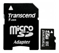 Карта памяти microSD 2Gb Transcend FlashCard (адаптер SD)