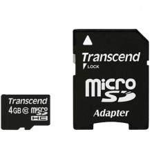 Карта памяти microSDHC 4Gb class10 Transcend (адаптер SD)