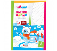 Картон белый А4, мел. картон в папке 8л