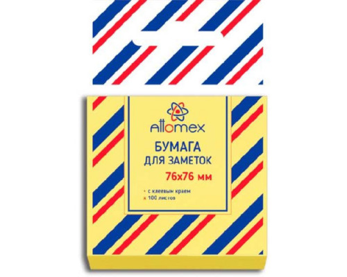Кл.бумага д/заметок 76*76мм ATTOMEX 100л.  жёлтая