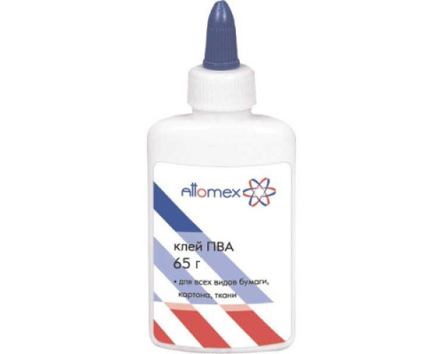 Клей ПВА 65гр. ATTOMEX в пласт. бутыл. с дозат.