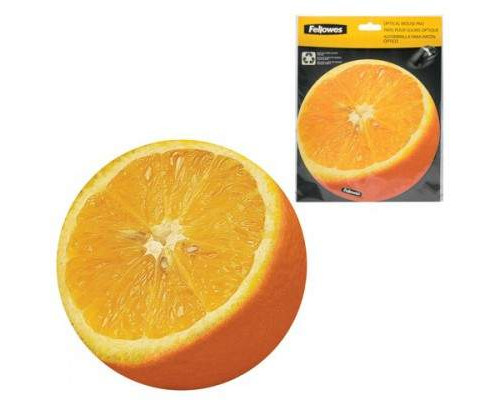 Коврик для мыши FELLOWES Brite, круглый, с рис.(апельсин)