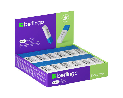 Ластик Berlingo "Eraze 950", прямоугольный комбинированный, скошенный, 57*18*8мм