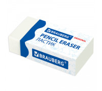 Ластик BRAUBERG "Original", 38х20х10 мм, белый, прямоугольный, картонный держатель