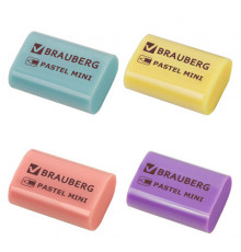 Ластик BRAUBERG "Pastel Mini", 27х18х10 мм, ассорти пастельных цветов