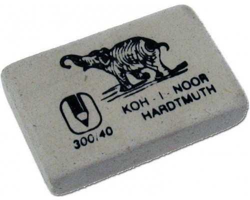 Ластик Koh-I-Noor "Elephant" 300/40, прямоугольный, натуральный каучук, 35,5*23*8мм, ч/б
