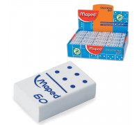 ластик MAPED (Франция) "Domino 60", 28х19х8,8 мм, белый, прямоугольный, синтетический каучук