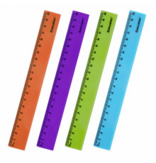 Линейка пластиковая 20 см, BRAUBERG "NEON", ассорти