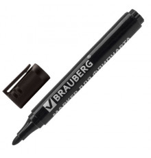 Маркер для флипчарта BRAUBERG, НЕПРОПИТЫВАЮЩИЙ, ЧЕРНЫЙ, круглый наконечник, 2,5 мм