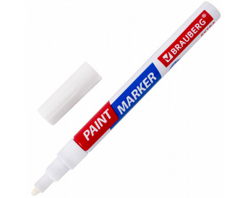 Маркер-краска лаковый EXTRA (paint marker) 2 мм, БЕЛЫЙ, УСИЛЕННАЯ НИТРО-ОСНОВА, BRAUBERG
