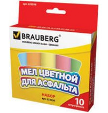 Набор цветного мела 10цв., круглый,для рисования на асфальте BRAUBERG Набор цветного мела 10цв., круглый,для рисования на асфальте BRAUBERG
