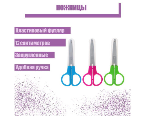 Ножницы 12 см, в пластиковом в футляре