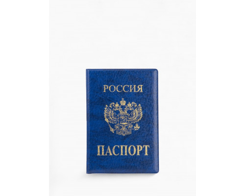 Обложка для паспорта, искусственная кожа, тиснение, синяя