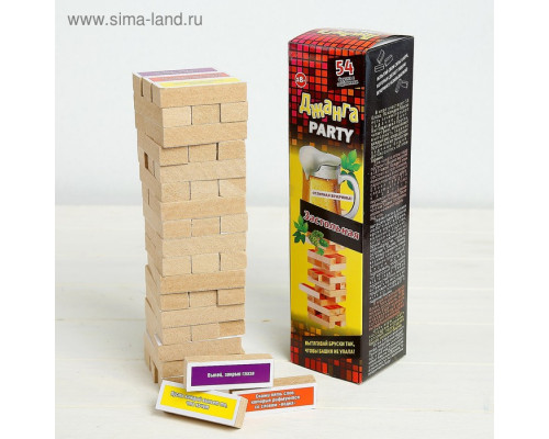 Падающая башня дженга, настольная игра, "Вечеринка", 54 бруска с заданиями