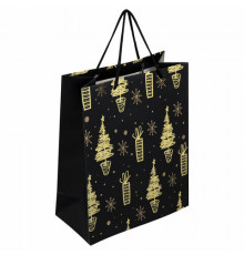 Пакет подарочный новогодний  "Black&Gold"