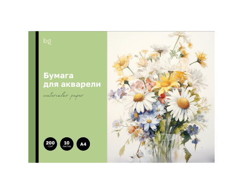 Папка для акварели, 10л., А4 BG "Полевые цветы", 200г/м2