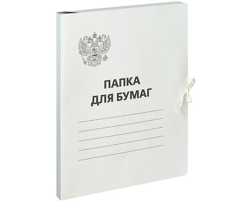 Папка для бумаг с завязками OfficeSpace, картон немелованный,300г/м2, белый, до 200л.