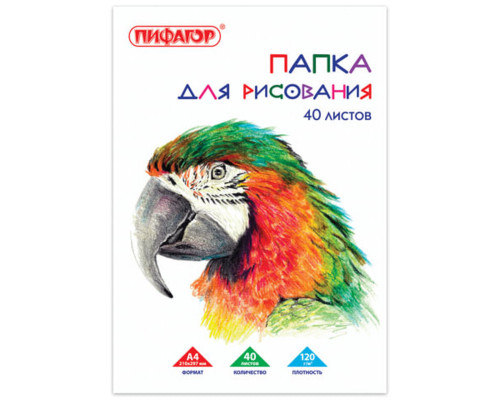 Папка для рисования А4, 40л. ПИФАГОР