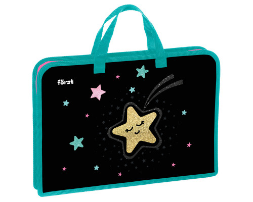 Папка с ручками 1 отделение, А4 Först "Stars",  пластик, на молнии
