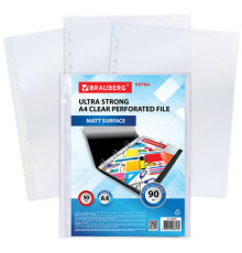 Папки-файлы перфорированные А4 BRAUBERG "EXTRA 1100", КОМПЛЕКТ 50 шт., матовые, ПЛОТНЫЕ