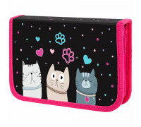 Пенал ЮНЛАНДИЯ, 1 отделение, картон с эффектом soft-touch, 19х11 см, "Cat squad"