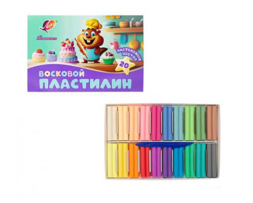 Пластилин 20цв.,300гр. ЛУЧ "Фантазия" восковой,пастельный