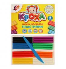 Пластилин мягкий (восковой) «Луч. Кроха», 8 цветов, 120 г, со стеком