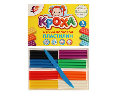 Пластилин мягкий (восковой) «Луч. Кроха», 8 цветов, 120 г, со стеком