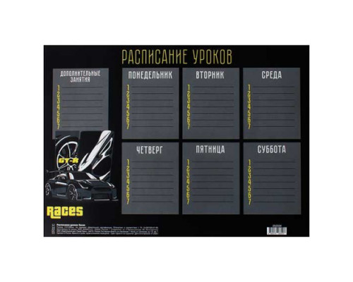 Расписание уроков А4 КОКОС "Races"