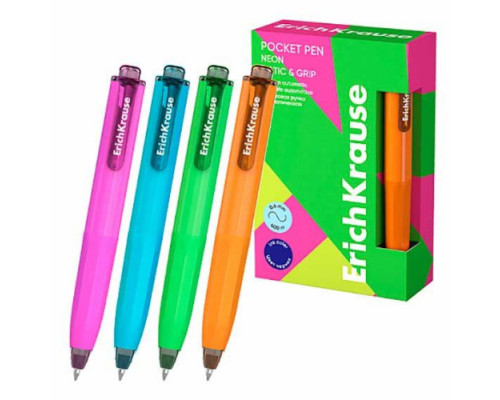 Ручка авт. шар. EK Poсket Pen Matic&Grip Neon  синяя,0,5мм