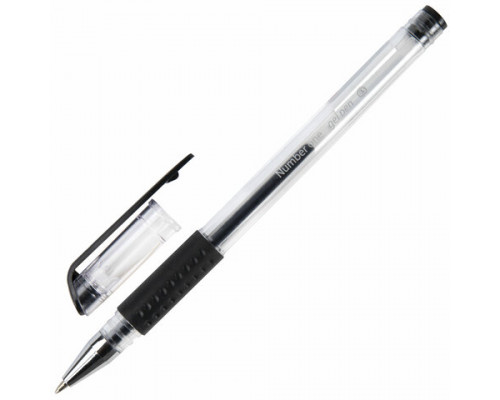 Ручка гел. черная Brauberg Number One ,0,5мм, рез. держ.