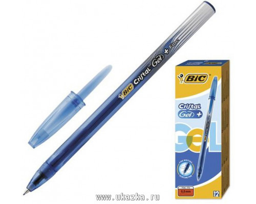 Ручка гелевая "Crystal Gel+" BIC, черная 0,5мм.